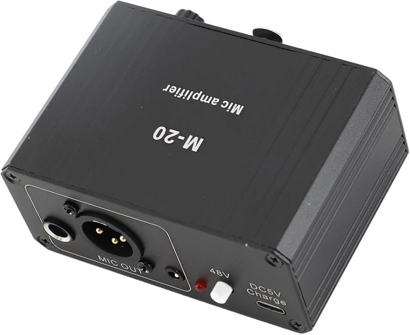 Keenso 48V ميكروفون مكبر صوتي عالي الكسب إخراج XLR منخفض الضوضاء أسود سبائك الألومنيوم - Image 5