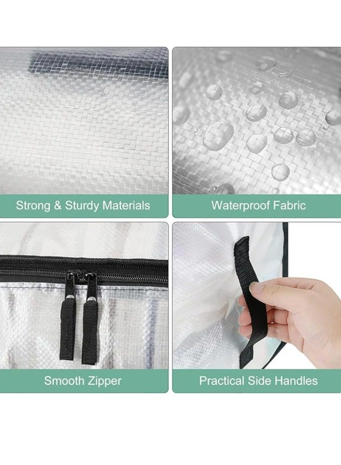 عربست عبوتان من حقائب النقل الشفافة، حقائب تنظيم خزانة الملابس سعة 88 لترًا مزودة بسحاب ومقبض، حقائب حمل متينة لتخزين الملابس، صناديق تخزين للفراش والألحفة والأغطية - Image 4