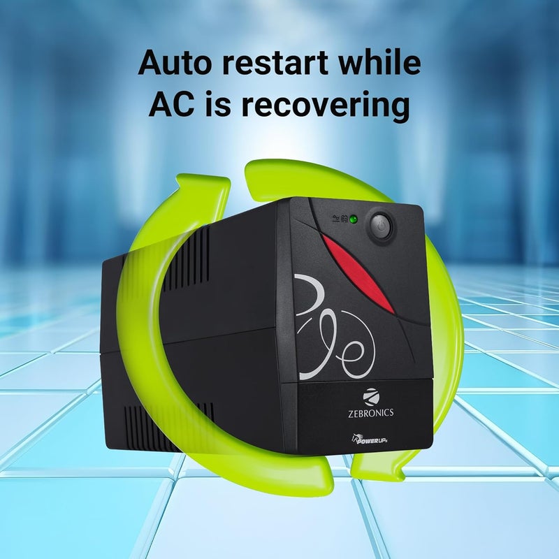 ZEBRONICS Zeb-U725 600VA UPS لسطح المكتب/الكمبيوترات (غير متوافق مع أجهزة التوجيه) مع تنظيم الجهد التلقائي، أسود - Image 5