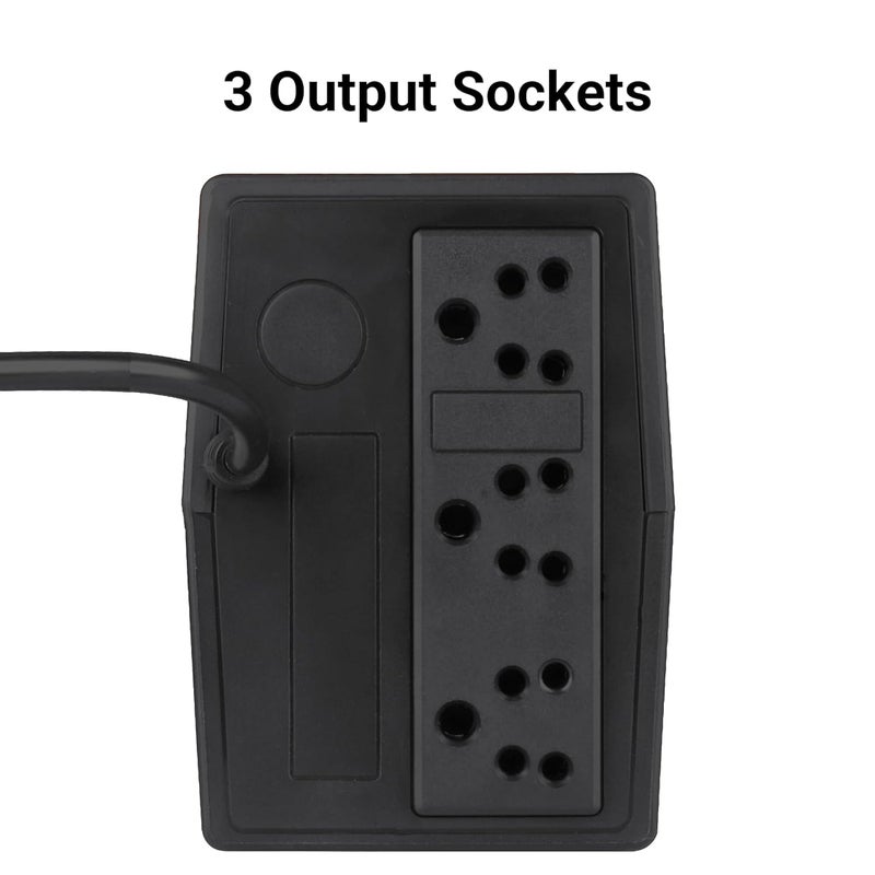 ZEBRONICS Zeb-U725 600VA UPS لسطح المكتب/الكمبيوترات (غير متوافق مع أجهزة التوجيه) مع تنظيم الجهد التلقائي، أسود - Image 2