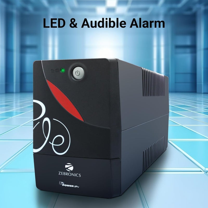 ZEBRONICS Zeb-U725 600VA UPS لسطح المكتب/الكمبيوترات (غير متوافق مع أجهزة التوجيه) مع تنظيم الجهد التلقائي، أسود - Image 3