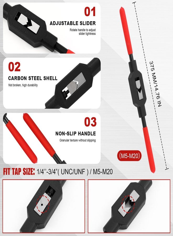 Leriton 2 Pcs Adjustable Tap Wrench Handle Round Die Stock M5-m20 Tool 38 mm 1-1/2 Heavy Duty Die Handle Wrench Holder for Tap Reamer Hand Tool Thread Repair - Image 2
