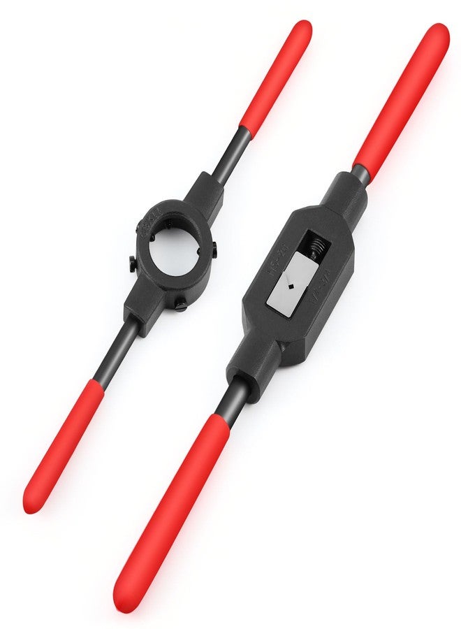 Leriton 2 Pcs Adjustable Tap Wrench Handle Round Die Stock M5-m20 Tool 38 mm 1-1/2 Heavy Duty Die Handle Wrench Holder for Tap Reamer Hand Tool Thread Repair - Image 1