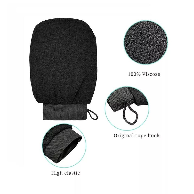 HETVIN Exfoliating Gloves | Body Scrub Glove Shower | Body Facial Tan Massage Mitts | Exfoliating Gloves for Dead Skin Remover | Back Scrubber | Skin Exfoliating Gloves (Black) - Pack of (1) - Image 4