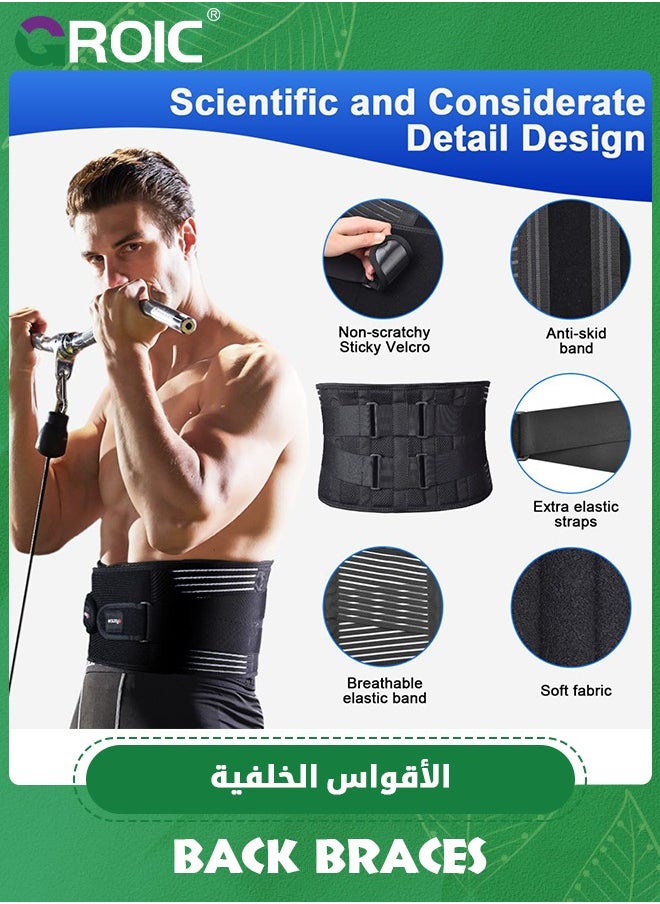 GROIC Back Braces for Men and Women, Back Support Belt for Lower Back Pain Relief with 6 Stays, Breathable Lumbar Support Belt with Dual Adjustable Straps for Sciatica,Herniated Disc(L/XL)  - Image 4
