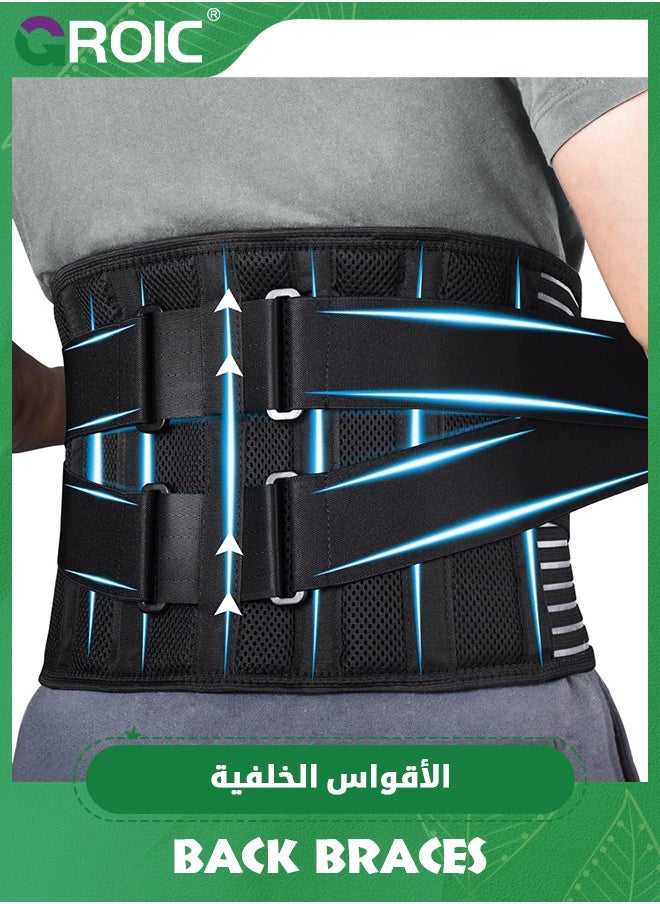 GROIC Back Braces for Men and Women, Back Support Belt for Lower Back Pain Relief with 6 Stays, Breathable Lumbar Support Belt with Dual Adjustable Straps for Sciatica,Herniated Disc(L/XL)  - Image 1