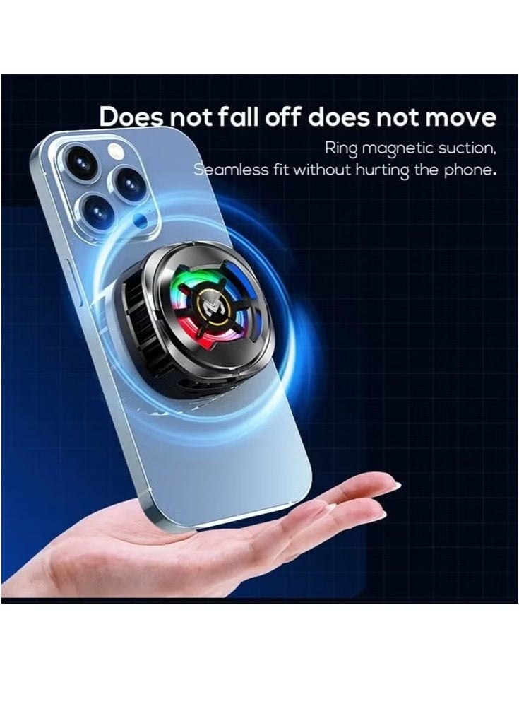 Memo CX06 Magnetic Phone Cooler Fan with RGB Lights – Ultra-Quiet Frosty Cooler for Gaming, Streaming & Charging – Powerful Semiconductor Mobile Radiator with Fast Cooling, Snap-On Magnetic Mount – Compatible with iPhone, Android & All Smartphones  - Image 5
