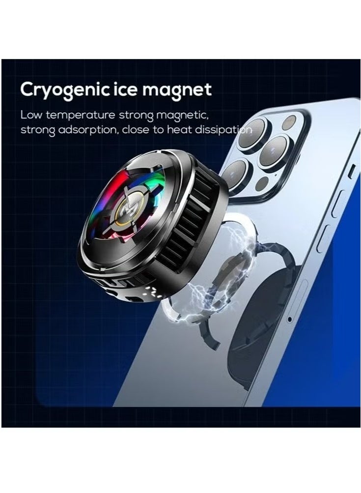 Memo CX06 Magnetic Phone Cooler Fan with RGB Lights – Ultra-Quiet Frosty Cooler for Gaming, Streaming & Charging – Powerful Semiconductor Mobile Radiator with Fast Cooling, Snap-On Magnetic Mount – Compatible with iPhone, Android & All Smartphones  - Image 2