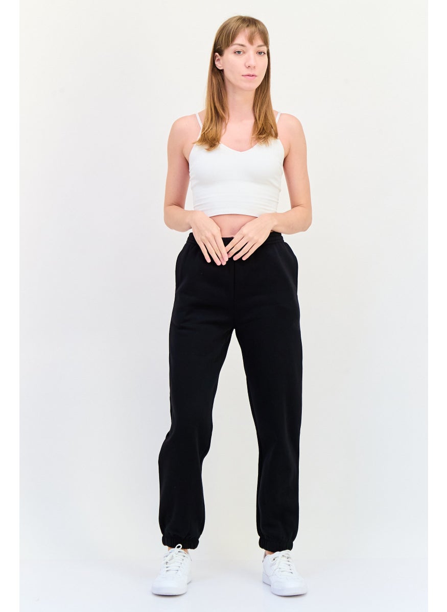 VERO MODA Women Regular Fit Solid Joggers Pants, Black  - Image 4