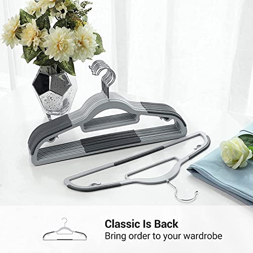 VIKIJO Pack of 4Simple Plastic Clothes Hanger,Clothes Hanger for Wardrobe,Dual Use for Hanging Cloths Space Saving Clothes Hangers for Wardrobe for Suits,Coats,Jackets,Pants,Dress (White - Gray) - Image 5