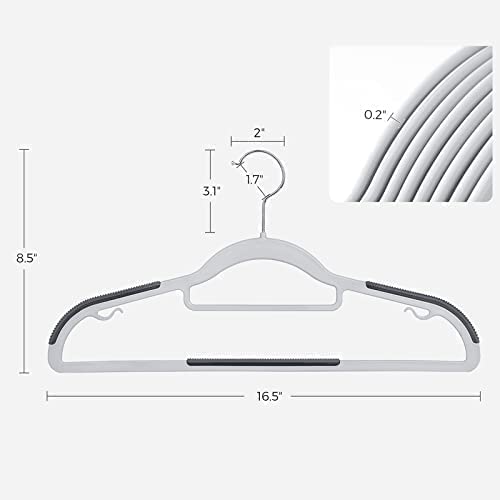 VIKIJO Pack of 4Simple Plastic Clothes Hanger,Clothes Hanger for Wardrobe,Dual Use for Hanging Cloths Space Saving Clothes Hangers for Wardrobe for Suits,Coats,Jackets,Pants,Dress (White - Gray) - Image 2