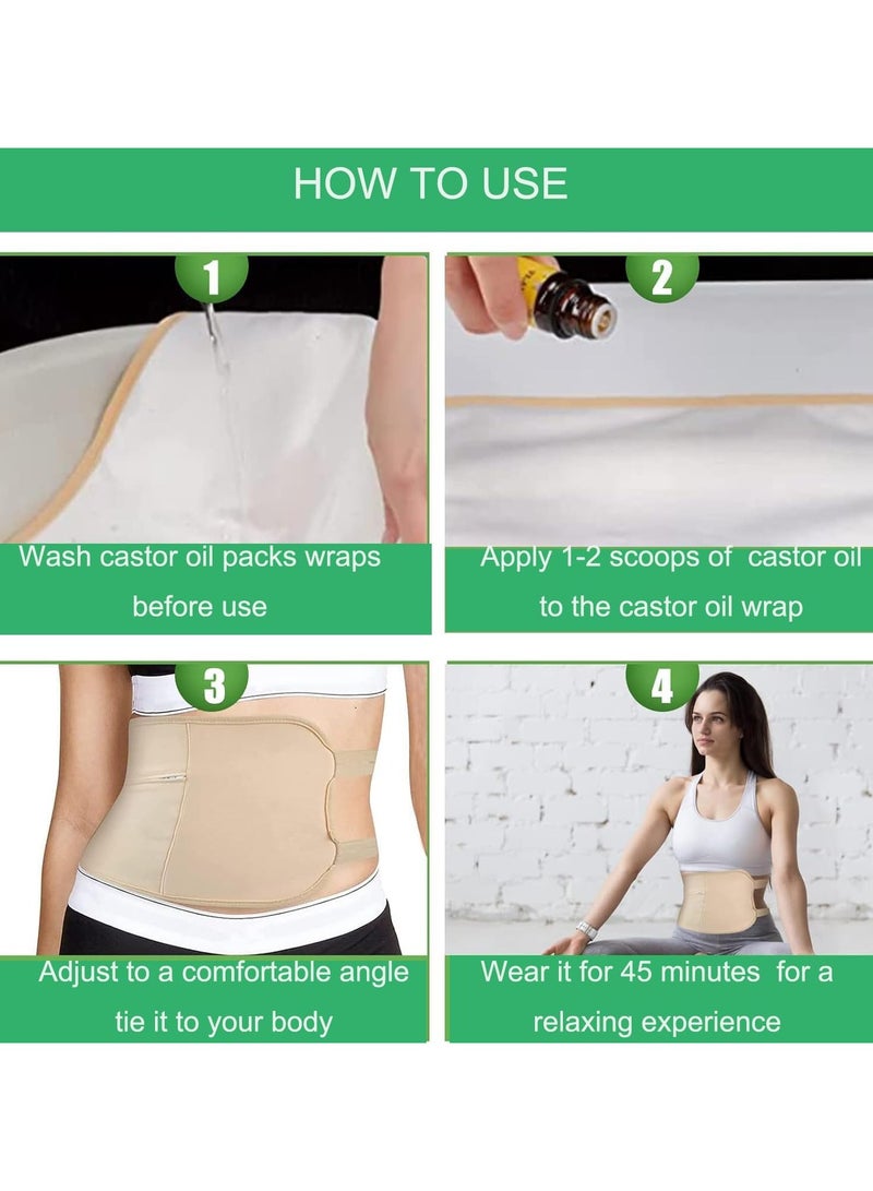 general Back, Neck, Legs and Knees Castor Oil Wraps, 6-Piece Reusable Organic Cotton Castor Oil Wrap Sleeves, Flannel Castor Oil Compression Pads - Image 4