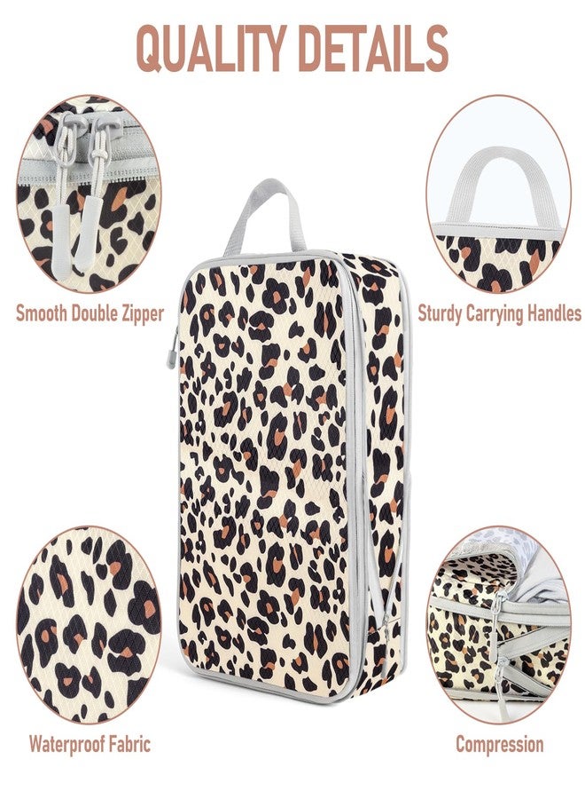 Lemoobolsa 4-Piece Packing Cube Set - Lightweight Luggage Organizers for Travel, Vacation and Suitcases - Durable Accessories with Compression, Brown Leopard, Set of 4, compression packing cubes travel - Image 2