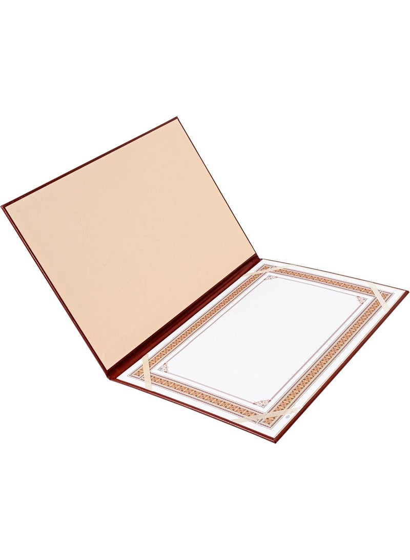 FIS Certificate Folder A4 Bonded Leather With Gift Box, Brown Color - FSCLCERTBOXBR. - Image 3