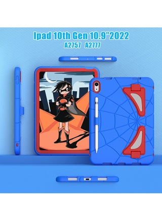 حافظة أطفال لجهاز iPad الجيل العاشر 2022 مقاس 10.9 بوصة مع حامل قلم، حافظة متينة مقاومة للصدمات للأطفال لجهاز Apple iPad 10 Gen 2022 (أزرق-أحمر) - view 2
