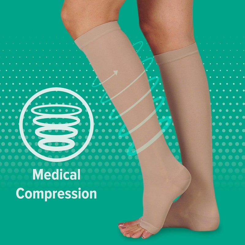 Juzo Basic 4411ad Knee-High Open Toe Compression Stocking - 20-30 mmHg, Beige - Image 5