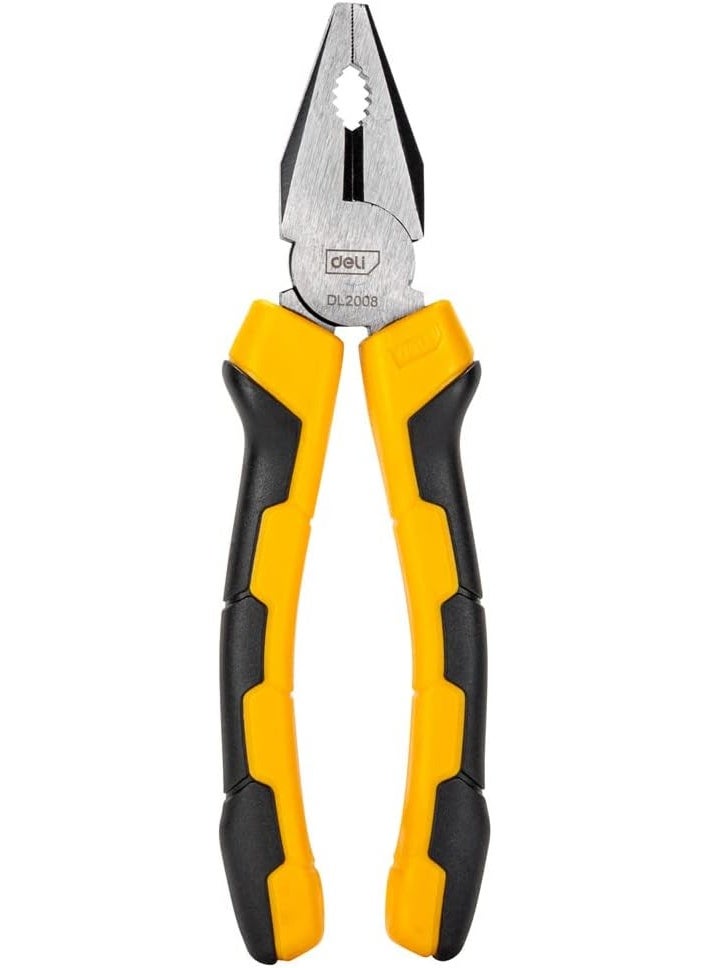 Deli Pliers Set 3pcs – Carbon Steel, Hand-Powered, Professional Use, Black/Yellow (Model: DE-EDL2008-3) - Image 3