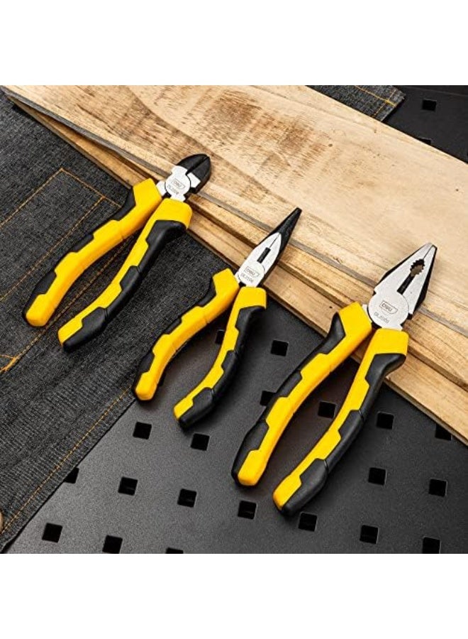 Deli Pliers Set 3pcs – Carbon Steel, Hand-Powered, Professional Use, Black/Yellow (Model: DE-EDL2008-3) - Image 2