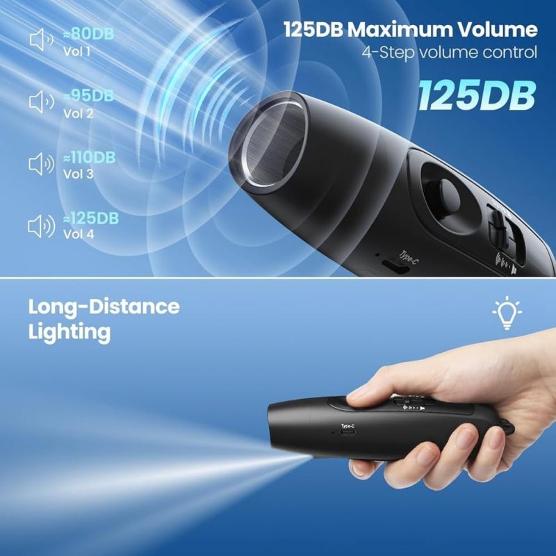 USB Rechargeable Electronic Whistle: 3 High-volume 120-150 dB Tones, Mouth-contact Free, ABS Material - LED Light, Ergonomic Design for Referees, Coaches, Outdoor Sports, Emergency Scenarios - Image 5