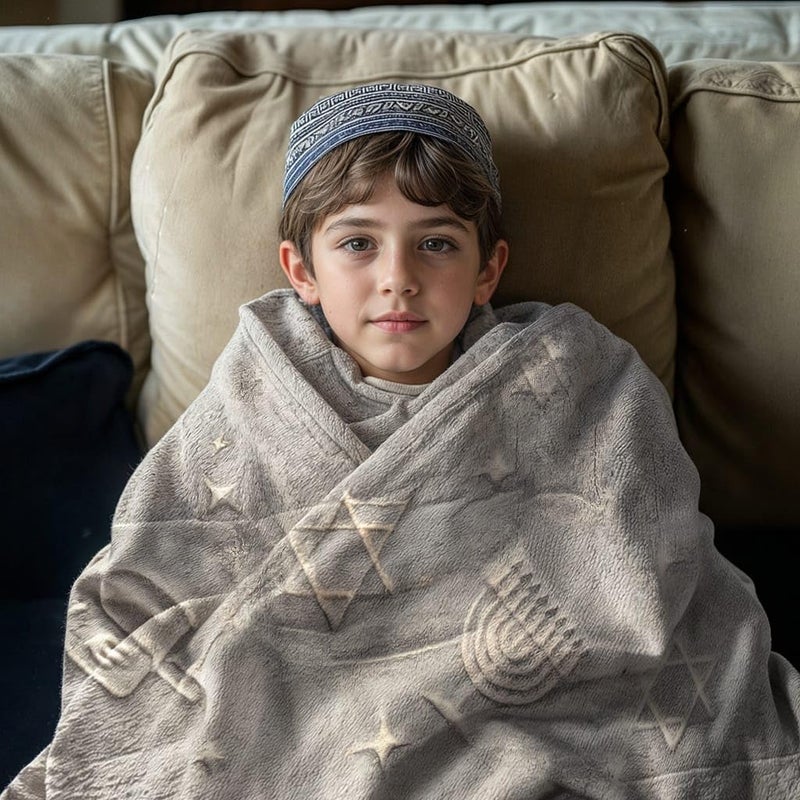 GUARDMAN Glow in The Dark Blanket - Soft Flannel Throw with Menorah  Dreidels & Jewish Stars for Kids & Adults - Cozy  Plush  and Machine Washable - All Season Holiday Blanket - Image 3