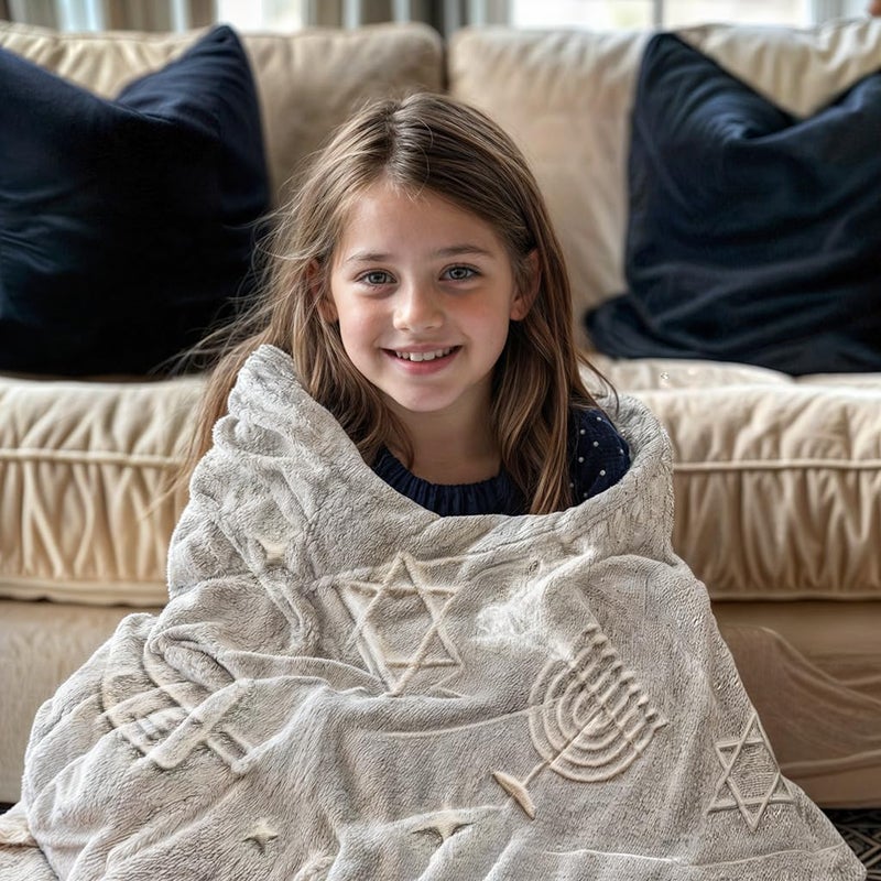 GUARDMAN Glow in The Dark Blanket - Soft Flannel Throw with Menorah  Dreidels & Jewish Stars for Kids & Adults - Cozy  Plush  and Machine Washable - All Season Holiday Blanket - Image 2