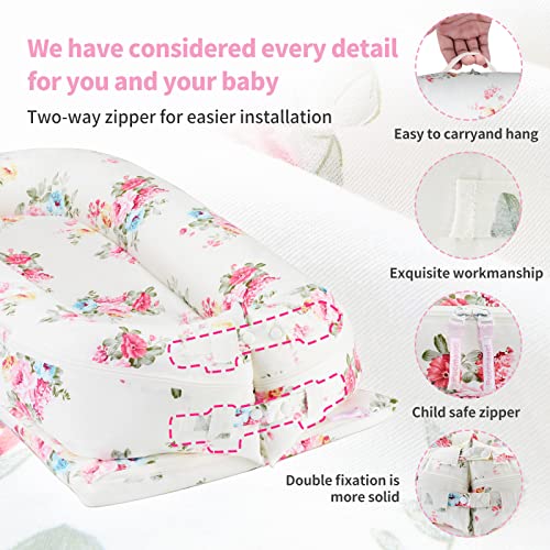 Pucmaoci Baby Lounger Cover for Dockatot Deluxe + | 100% Cotton Hypoallergenic Newborn Premium Quality Spare Cover(Cover Only) (Rose) - Image 3