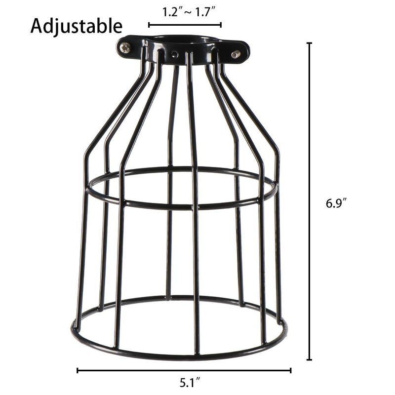 XIDING Farmhouse Vintage Industrial Metal Wire Cage, Old Open Style Lamp Guard Adjustable for Hanging Pendant Lighting, Perfect DIY Lamp Shade Replacement Accessories, Pack of 4. - Image 2
