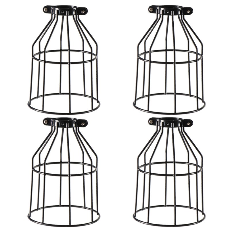 XIDING Farmhouse Vintage Industrial Metal Wire Cage, Old Open Style Lamp Guard Adjustable for Hanging Pendant Lighting, Perfect DIY Lamp Shade Replacement Accessories, Pack of 4. - Image 1