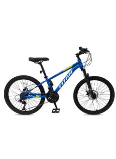 Vaux Titan 24” Mountain Bike – Steel Frame, 21-Speed Drivetrain, Front Suspension Fork With Lock, Double Wall Alloy Rims, Front & Rear Disc Brakes, Quick Release Seat Post – Mtb Bicycle  - Image 1