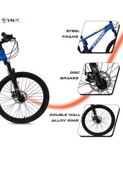 Vaux Titan 24” Mountain Bike – Steel Frame, 21-Speed Drivetrain, Front Suspension Fork With Lock, Double Wall Alloy Rims, Front & Rear Disc Brakes, Quick Release Seat Post – Mtb Bicycle  - Image 4