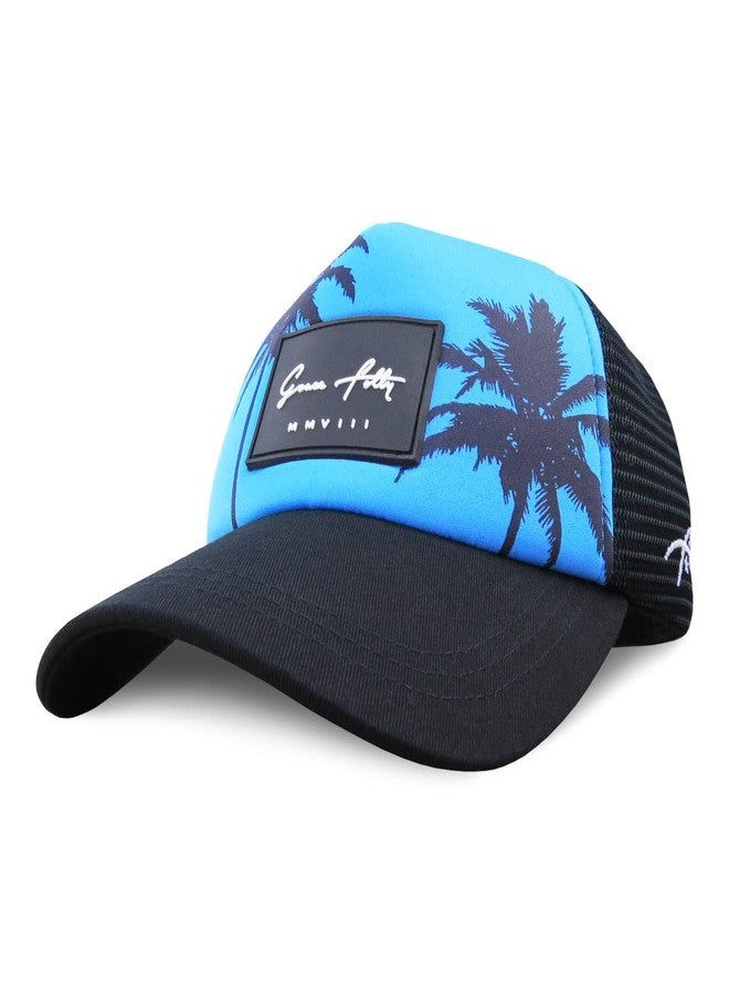 Grace Folly Foam Trucker Hat Snapback Mesh Baseball Cap for Men or Women (Palm- Teal Blue) - Image 1