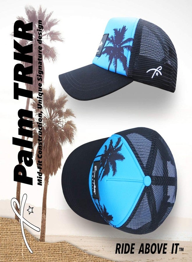 Grace Folly Foam Trucker Hat Snapback Mesh Baseball Cap for Men or Women (Palm- Teal Blue) - Image 5