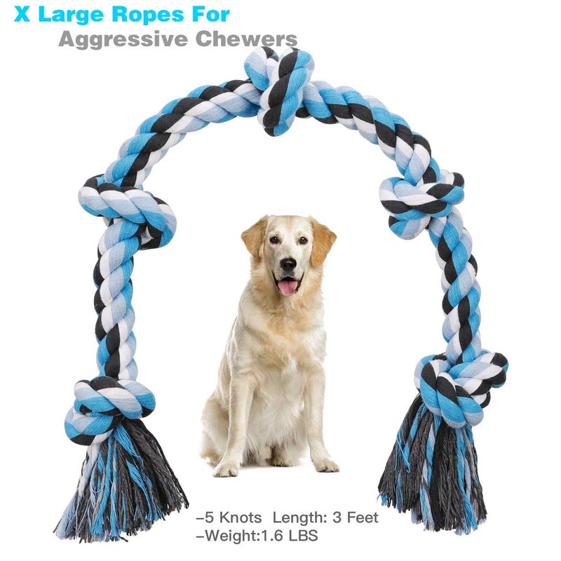 Bmag Heavy Duty Dog Rope Toy for Aggressive Chewers, Medium Large Dogs, Tough Twisted Rope with 5 Knots - Image 2