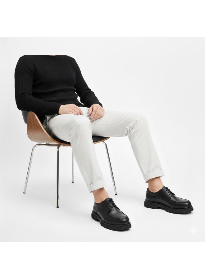 Men's formal shoes in black genuine leather – stylish derby design with a comfortable, slip-resistant chunky sole | Ideal for work and special occasions - Image 1