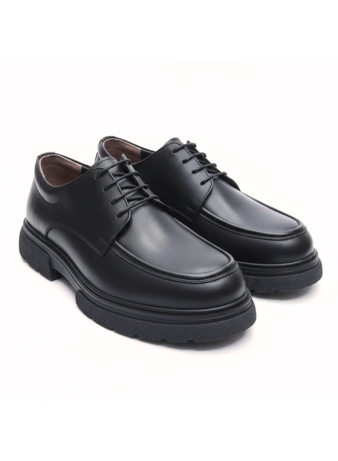 Men's formal shoes in black genuine leather – stylish derby design with a comfortable, slip-resistant chunky sole | Ideal for work and special occasions - Image 2