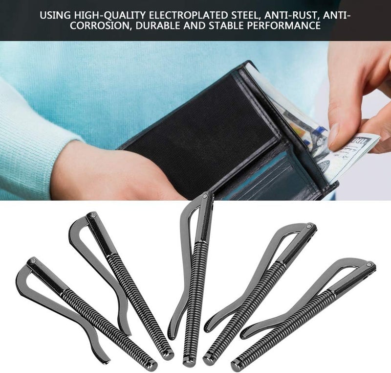 klarako Wallet Money Clip, Leather Accessories Spring Money Clip Anti-Rust Money Cash Clip Spring 75mm Money Clip, for Leather(Gun Black) - Image 3