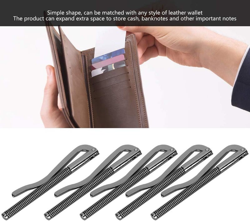 klarako Wallet Money Clip, Leather Accessories Spring Money Clip Anti-Rust Money Cash Clip Spring 75mm Money Clip, for Leather(Gun Black) - Image 2