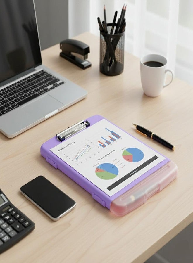 oddpod™ Moto Heavy Duty Clipboard with Side Opening/Clip Pad with Low Profile Clip for Dual Storage of A4 Papers and Pen Holder (Mauve) - Image 2