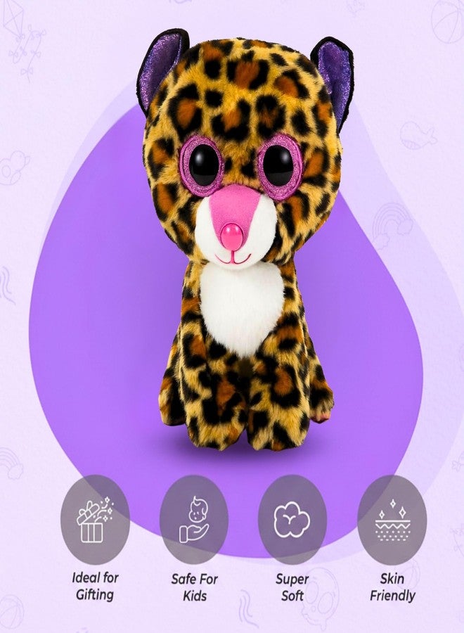 Tickles Cute Sitting Cheetah Glitter Eyes Soft Stuffed Plush Animal Toy for Kids Boys & Girls Birthday Gift (Color: Brown Size: 20 cm) - Image 3