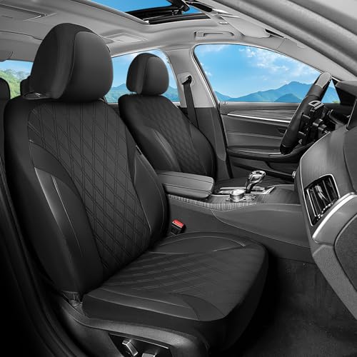 FLORICH Car Seat Covers Front Seat, Leather Seat Covers for Cars Breathable, Car Seat Protector Waterproof, Universal Automotive Seat Covers, Front Car Seat Cover Fit for Most Sedans SUV Pick-up Truck - Image 1