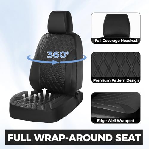 FLORICH Car Seat Covers Front Seat, Leather Seat Covers for Cars Breathable, Car Seat Protector Waterproof, Universal Automotive Seat Covers, Front Car Seat Cover Fit for Most Sedans SUV Pick-up Truck - Image 3