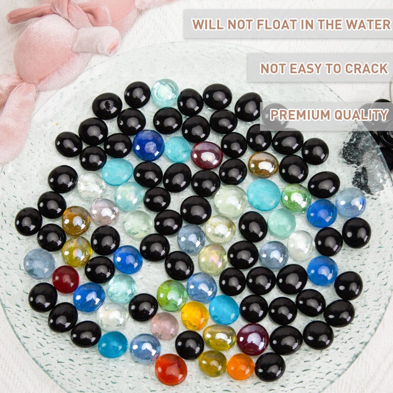 FUTUREPLUSX 1LB Black Flat Glass Marbles, Glass Pebbles Vase Filler, Dark Beads Fishbowl Decorative Gem for Table Scatter Home Decor - Image 5