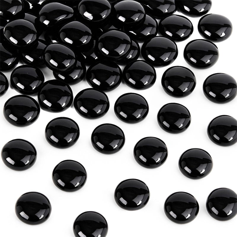 FUTUREPLUSX 1LB Black Flat Glass Marbles, Glass Pebbles Vase Filler, Dark Beads Fishbowl Decorative Gem for Table Scatter Home Decor - Image 1