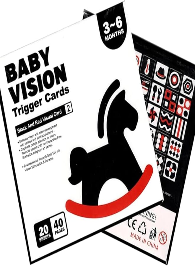Large Size Flash Cards for Kids Skills Development - Perfect Newborn Baby Toys and Gifts, Contrast Color - Sensory Cards for Kids Visual and Intellectual Stimulation (White Black Red 3:6)