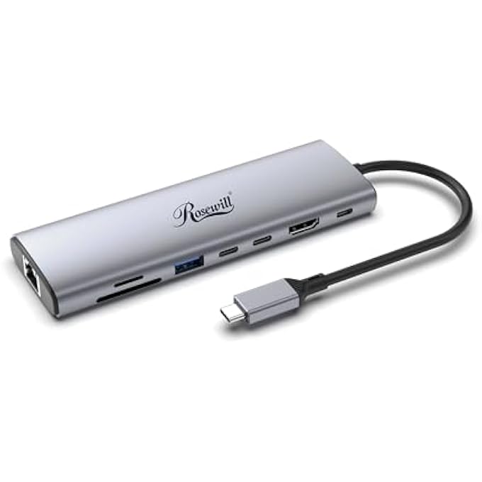 Rosewill 8-IN-1 USB-C HUB WITH 4K HDMI 2.0, 10GBPS USB-A PORTS FOR MACBOOK, DELL XPS, THINKPAD, HP LAPTOPS Â€“ RHUB-M8 - Image 1