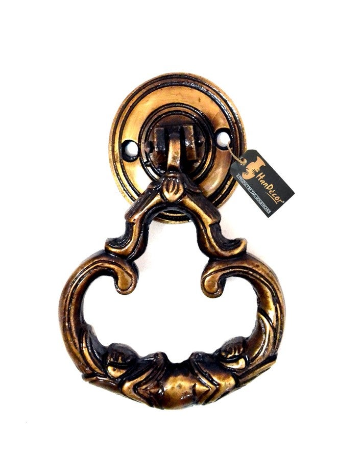 Two Moustaches Ethnic Indian Carved Brass Door Knocker - Image 1
