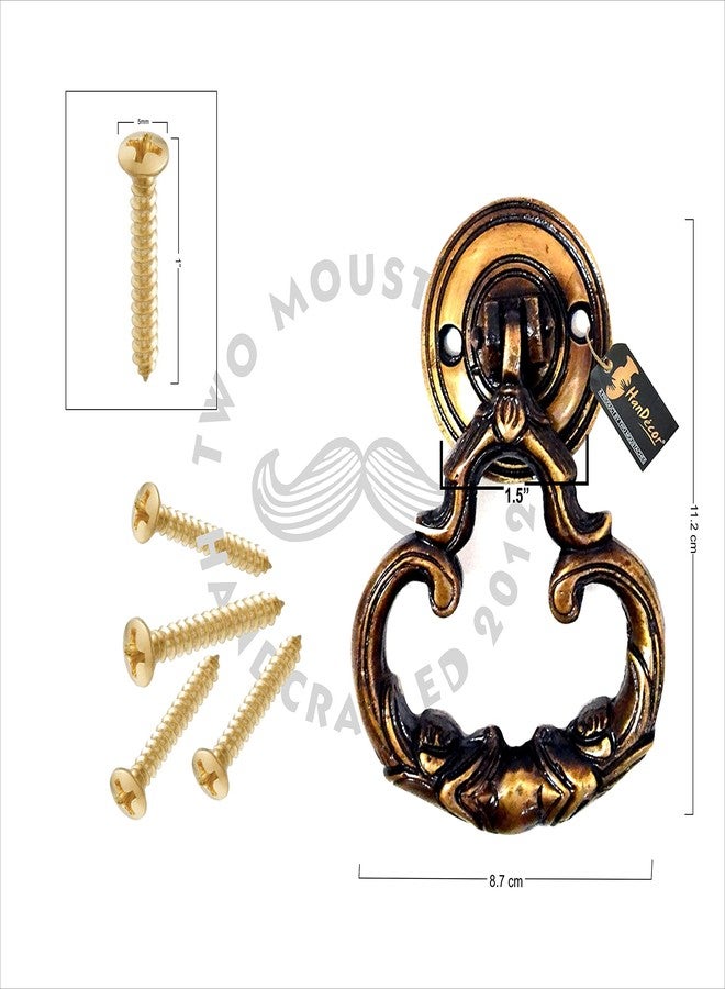 Two Moustaches Ethnic Indian Carved Brass Door Knocker - Image 5