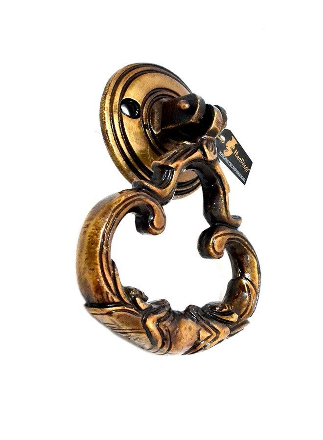 Two Moustaches Ethnic Indian Carved Brass Door Knocker - Image 2