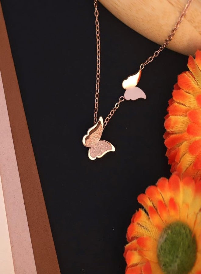 CALISTA Whispering Wings Necklace for Women | Gold-Plated Butterfly Pendant Necklace with CZ Accents | Adjustable Chain Fashion Jewellery | Daily, Party & Gifting Wear - Image 5