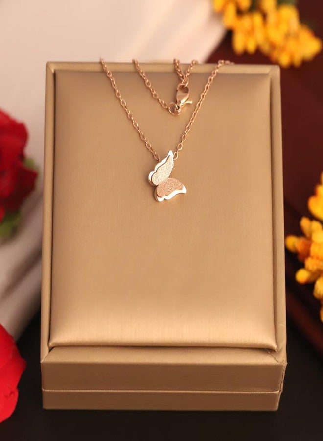 CALISTA Whispering Wings Necklace for Women | Gold-Plated Butterfly Pendant Necklace with CZ Accents | Adjustable Chain Fashion Jewellery | Daily, Party & Gifting Wear - Image 3